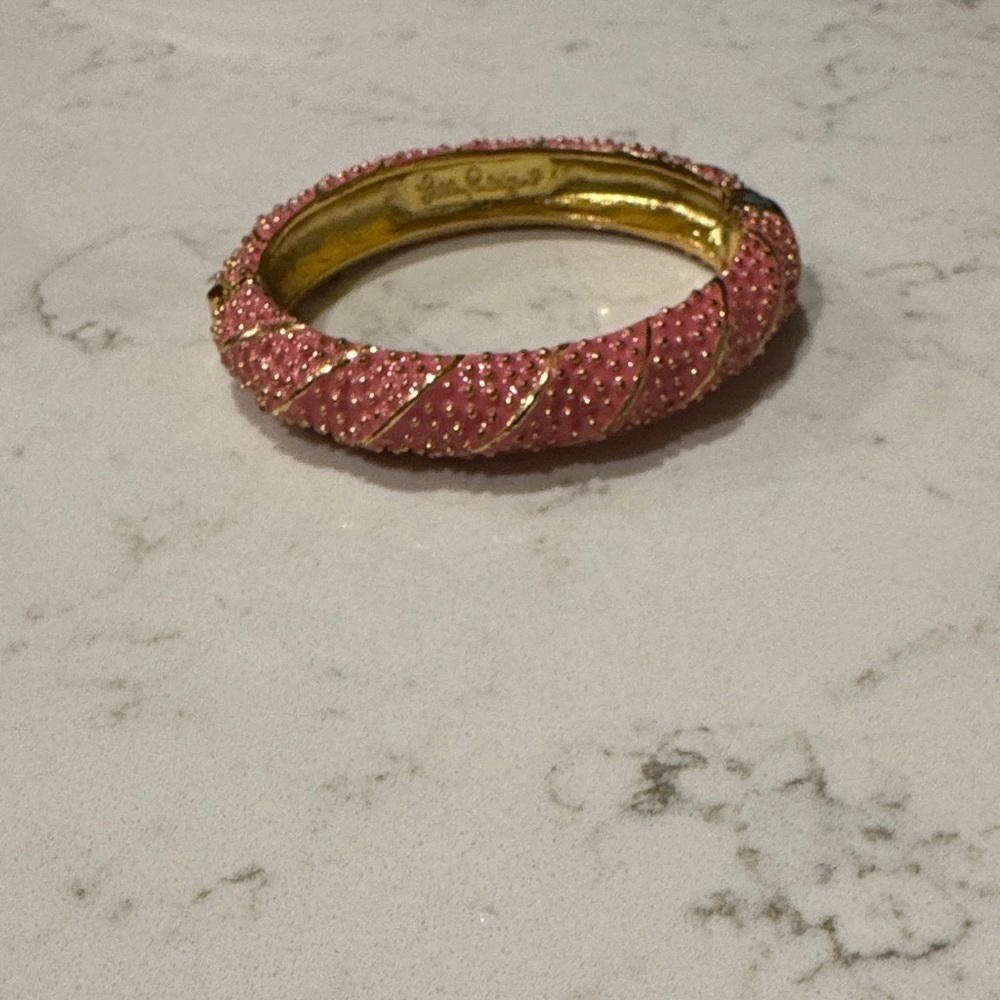 Lilly Pulitzer Pink and Gold Tone Enamel Sea Urchin Bracelet